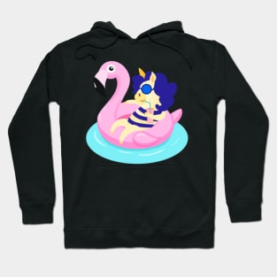 Unicorn with Flamingo Pool Float print Hoodie